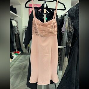 Cinq a Sept Blush Knee Length Dress with Bow Accent